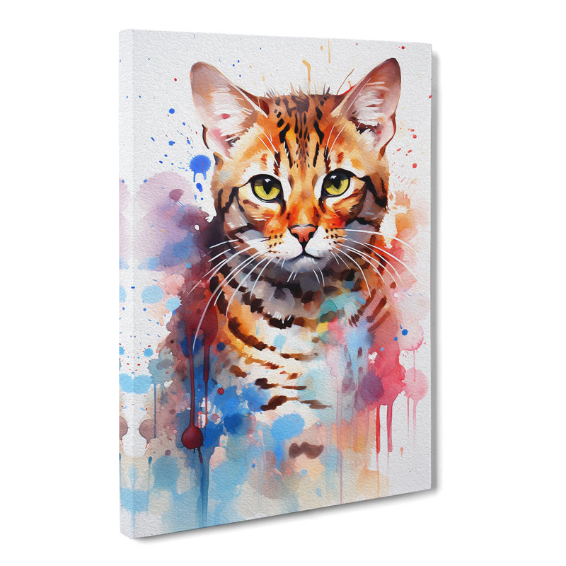 Bengal Cat Action Painting - Wrapped Canvas, 76cm H x 50cm W x 3cm D