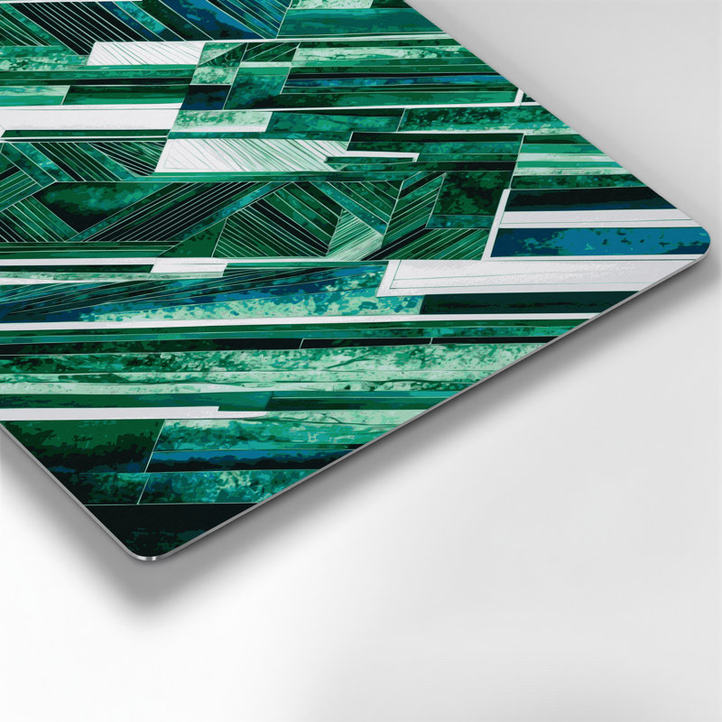 «Geometric Abstraction 71», art mural en métal vert, H 11 po x l 14 po