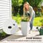 Ensemble de 22 pots à fleurs 22,8 pouces avec finition pierre et roues, pots à fleurs empilables avec trou de drainage, blanc-999497560