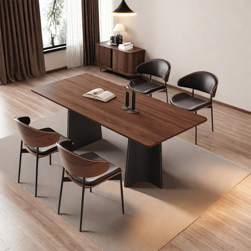 Retro rectangular family dining table sets, 29.52"H x 70.86"L x 35.43"W