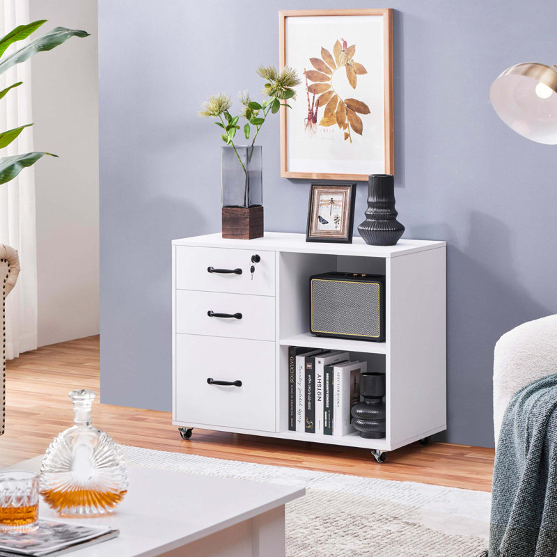 Brezina 80cm Wide 3 -Drawer File Cabinet, White