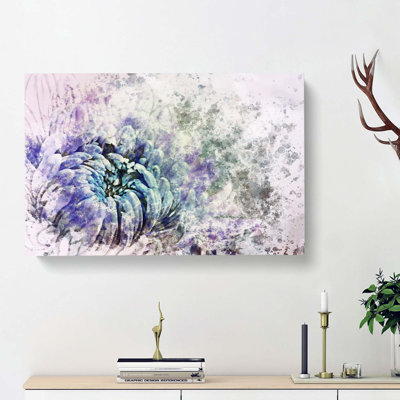 Lilac & Blue Chrysanthemum In Abstract - Wrapped Canvas