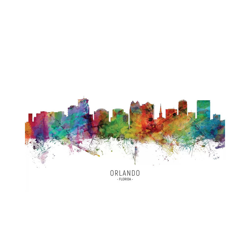 Orlando Florida Skyline by Michael Tompsett - Wrapped Canvas Painting, 30.48 cm H x 45.72 cm W