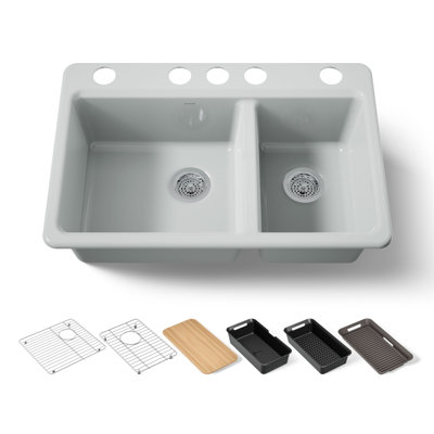 Riverby® 33" undermount double-bowl workstation kitchen sink