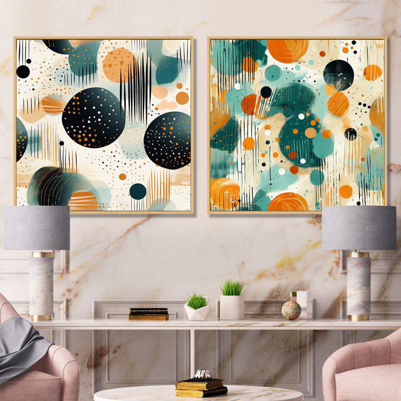 Ensemble de 2 reproductions d'art sur toile à motif abstrait czupka, Encadrement brun, H 30 po x l 61 po x P 1 po