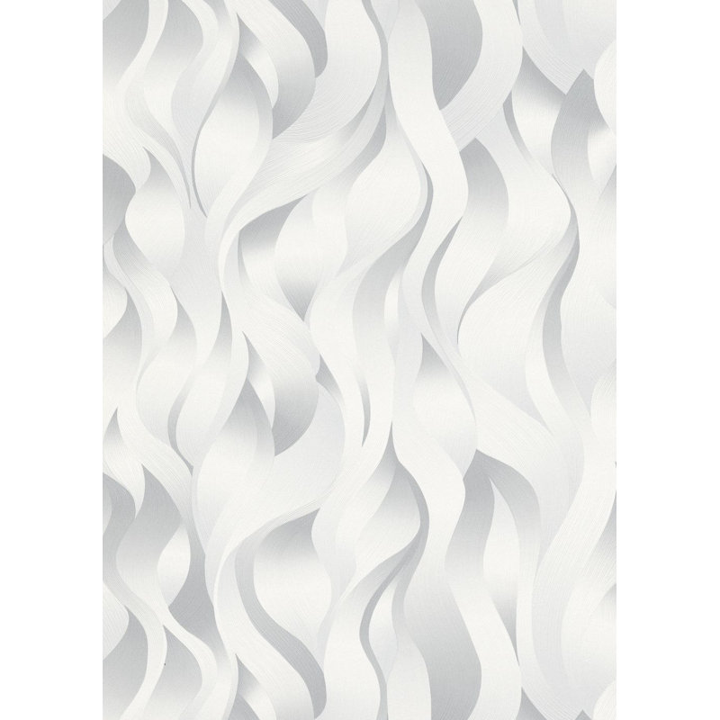 Maryanne 33" L x 21" W Textured Wallpaper Roll, Grey/Silver/Cream