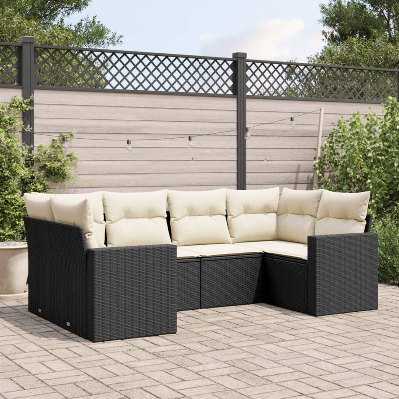 Ensemble de canapé de jardin Vidaxl noir, blanc crème