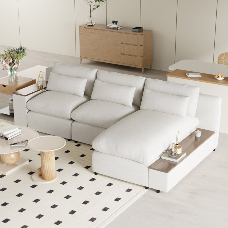 Canapé modulaire Nicolet, Polyester beige