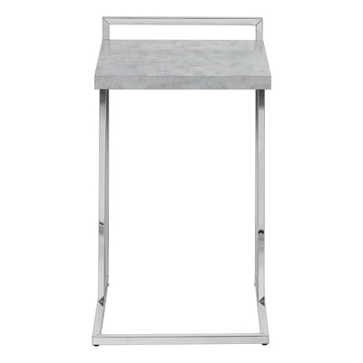  Table de bout transitionnelle en bois et métal gris et argent 27 po