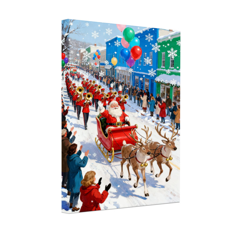 Scène d'hiver de Noël parade du père Noël, H 18 po x l 12 po