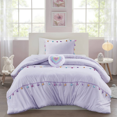 Ensemble d'édredon Tassel avec coussin décoratif en forme de cœur