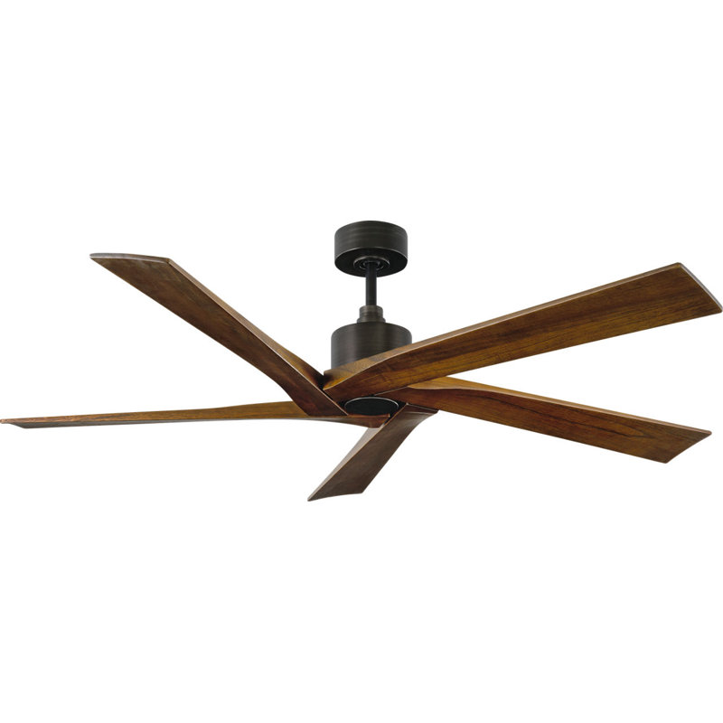 Aspen, Aged Pewter with Dark Walnut Blades, 56" Wide