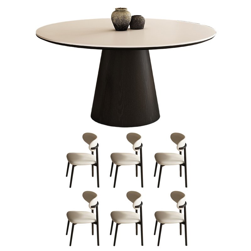 Solid wood rock slab round table, 29.52"H x 53.14"L x 53.14"W