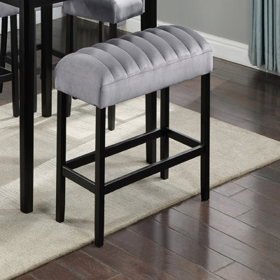 Channel Tufted Velvet Counter Height Bench - Gray And Black