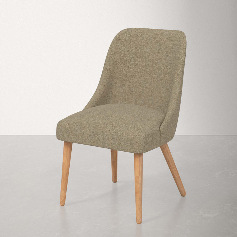 Chaise en bois massif Lozelle, Bois naturel, Lin texturé naturel Zuma