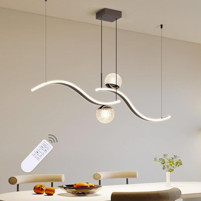 Modern LED Globe Pendant Light Dimmable  Hanging Chandelier Light Fixture 2 Wave Kitchen Pendant Lighting Over Island Dining Room Lights Ceiling Hanging Over Table 2 Bulb