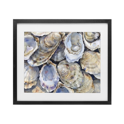 Oyster Shellabration Pile Framed Print Under Glass, design by Heidi Kuntz