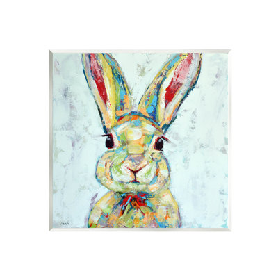 «Bunny Wildlife Modern Portrait» par Jen Seeley - peinture sans cadre sur panneau de fibres à densité moyenne