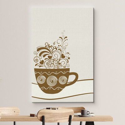 Coffee " Cup of Coffee with Floral Pattern " Print
