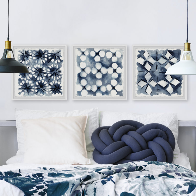 Indigo Study III Triptych - ensemble de 3 reproductions de cadres photo, H 24 po x l 24 po x P 1,5 po