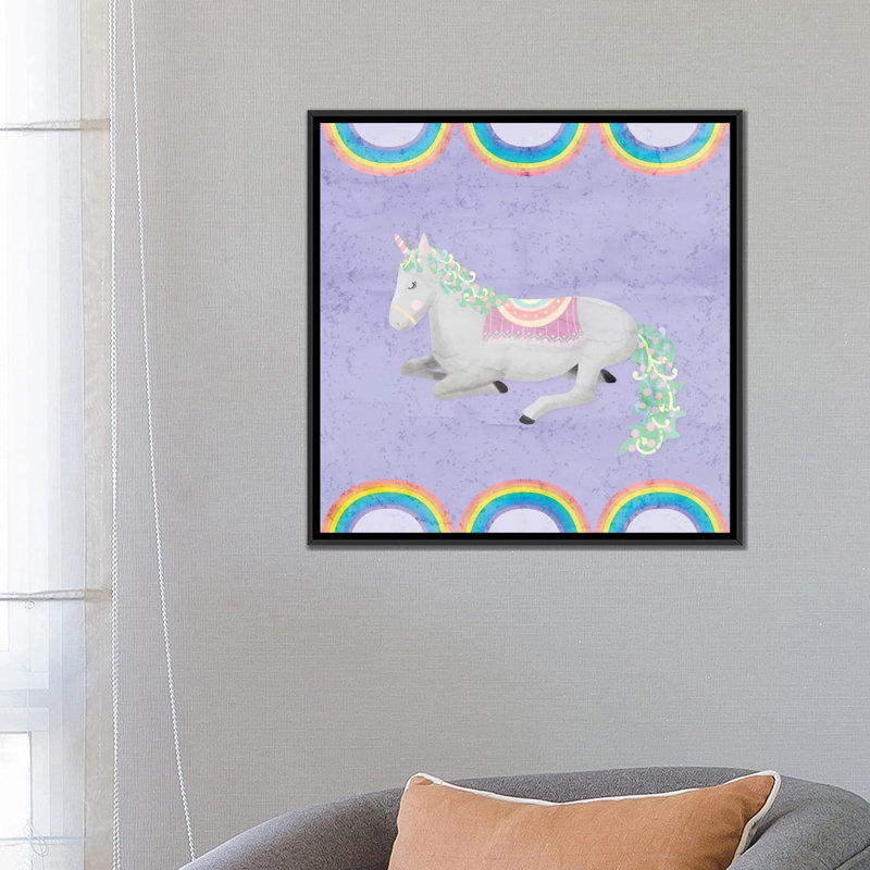 « arc-licorne » par-non-cadre sur toile Noonday Design, H 18 po x l 18 po x P 1,5 po, Toile avec cadre noir, Pas de tapis