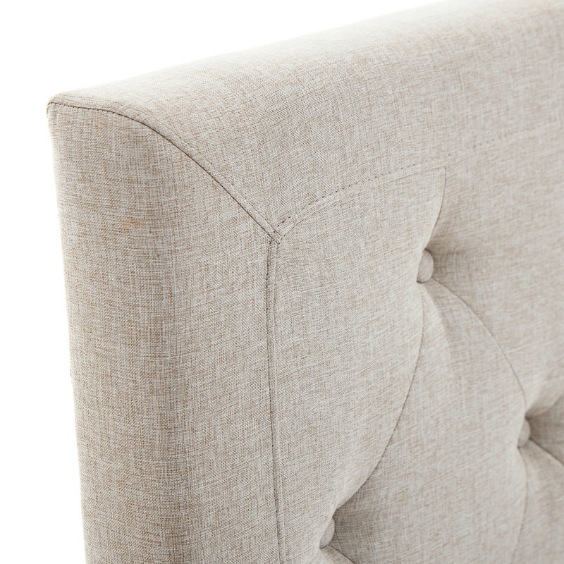 Tête de lit capitonnée, Queen, Beige, Linen