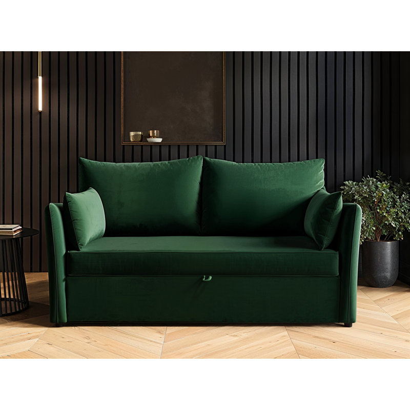 Skyler 2 Seater Sofa Bed Navy Velvet, Green