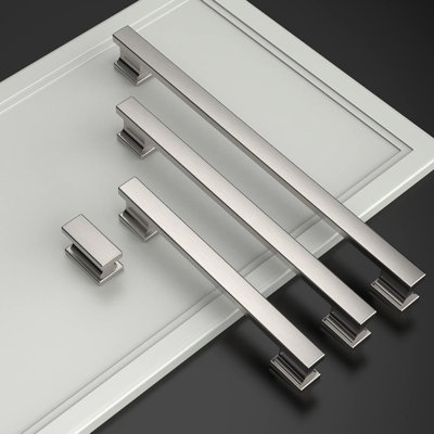 5" Chrome Cabinet Pulls (10-pack), Modern Square Bar Cabinet Handles