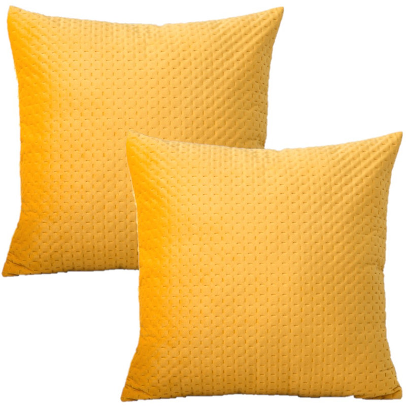 Set Of 2 Throw Ultrasonic square print Cushion Covers, Yellow