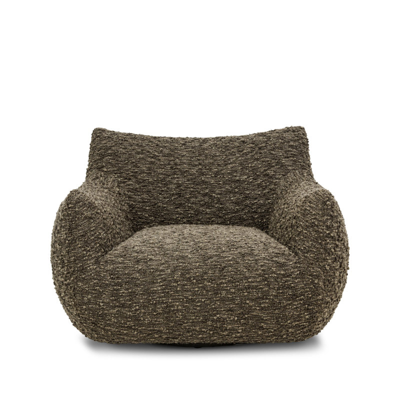Margot Upholstered Swivel Chair, Solema Moss Boucle