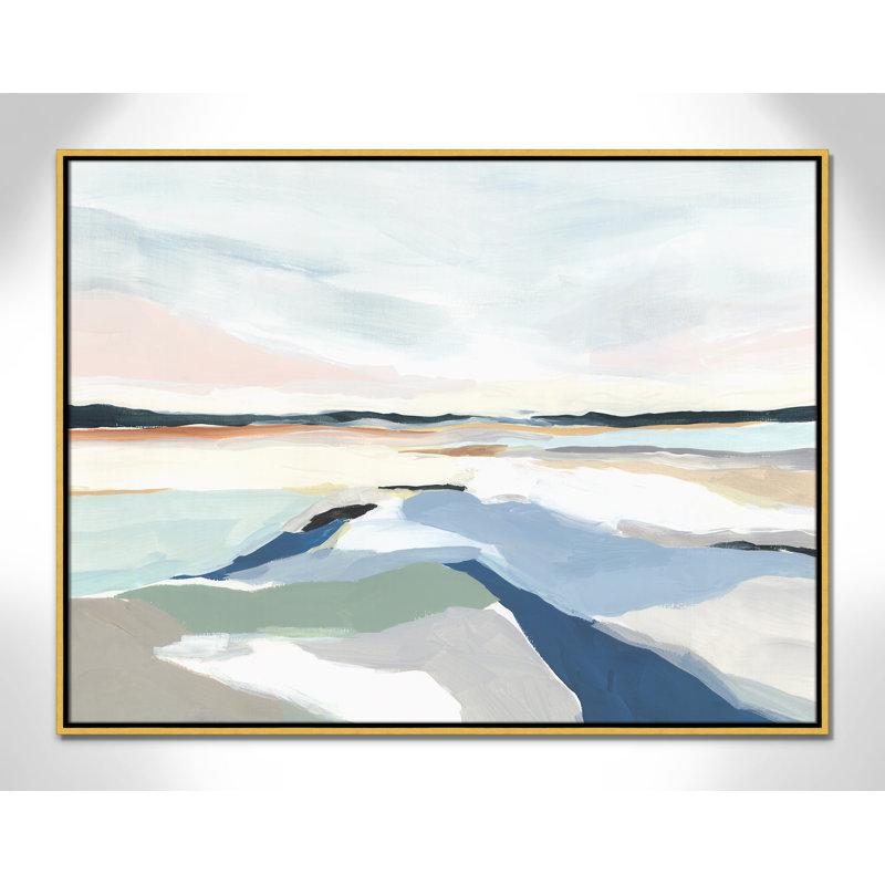 Seaside Day I - Floater Frame, reproduction d'art sur toile, H 31,5 po x l 41,5 po x P 2 po, Doré