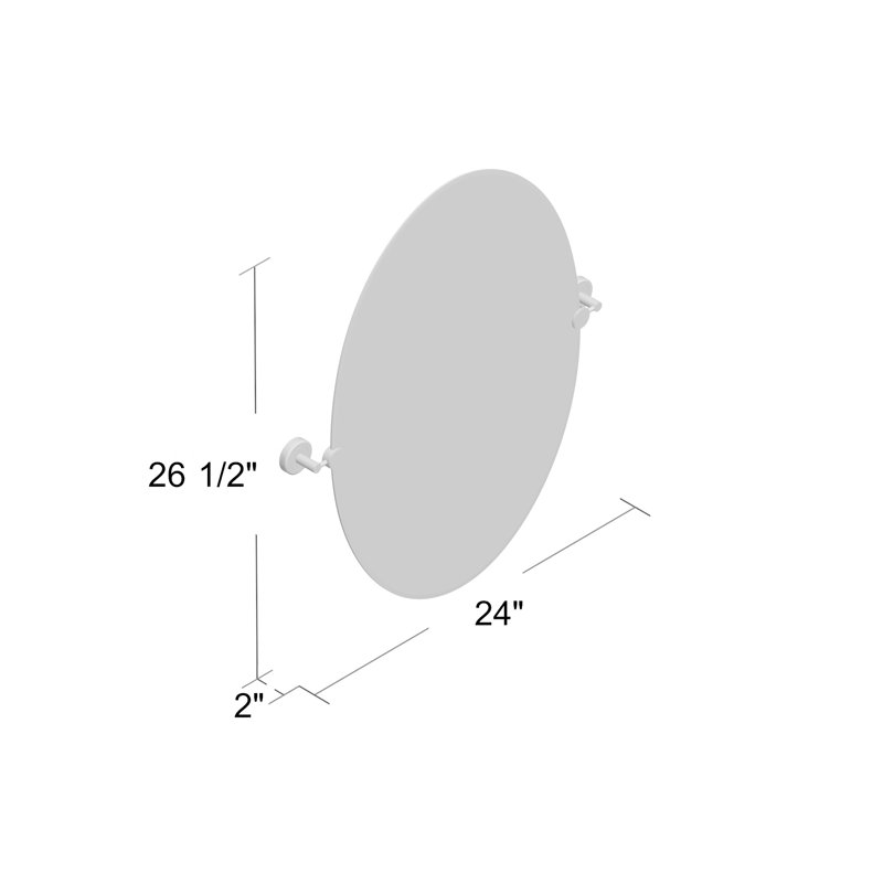 Latitude II Frameless Oval Wall Mirror | Bathroom Vanity Mirror, Satin Nickel, 26.5" H x 24" W x 2" D