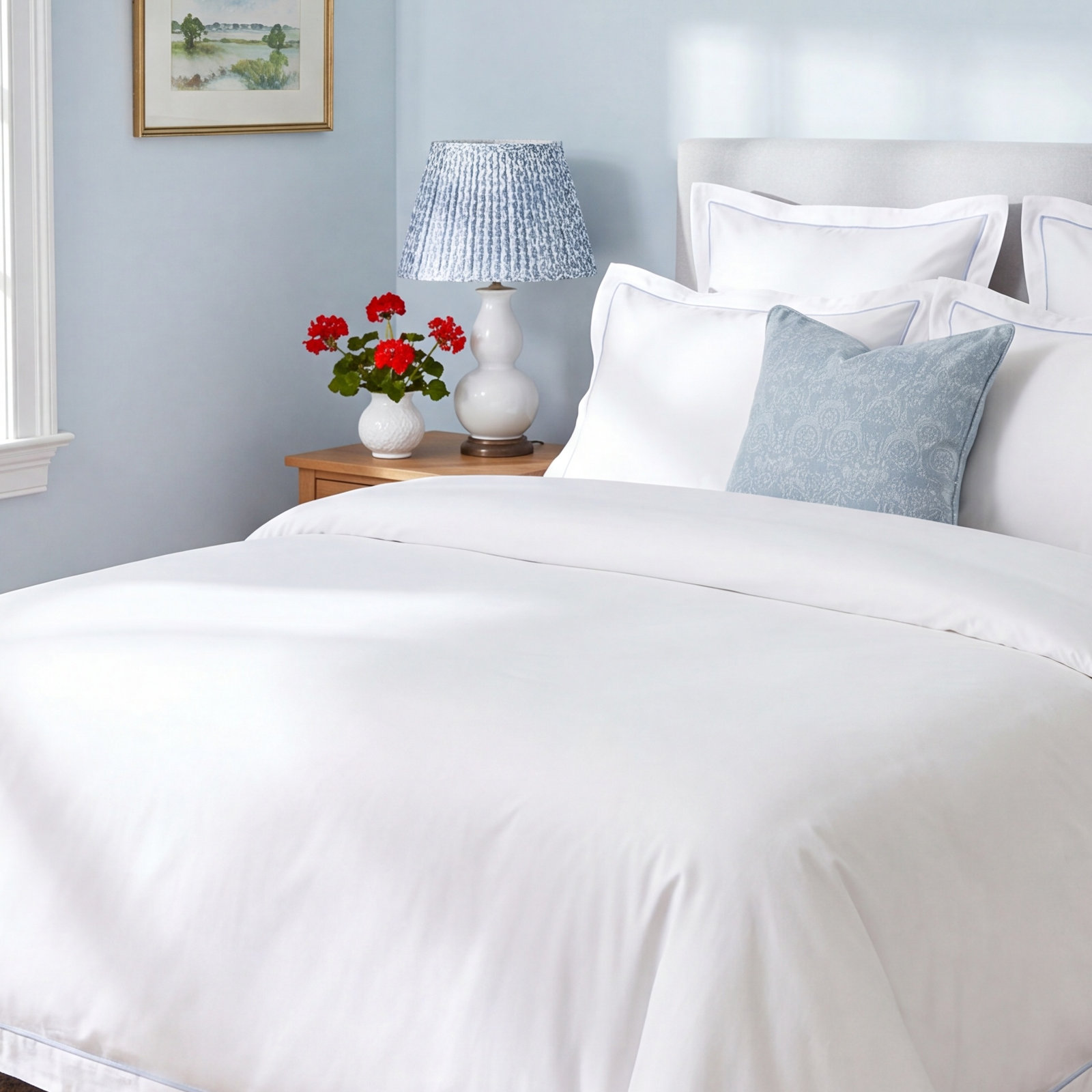 Sheena Rayon Duvet Cover Set, French Blue, Twin Duvet Cover + 1 Standard Sham
