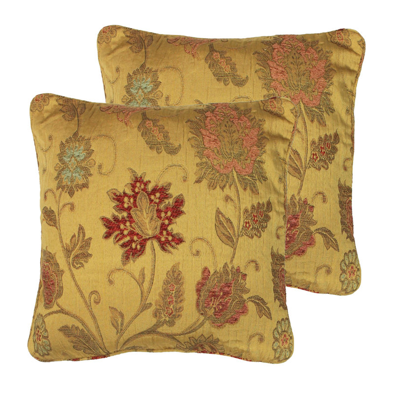 Floral Jacquard Cushion, 45cm H x 45cm W x 16cm D, Feathers