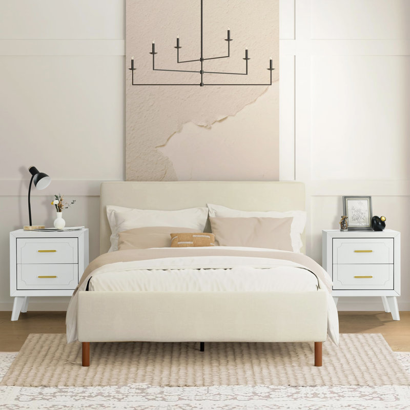 Polo 2 Drawer Nightstand, Bedside Table with Storage Drawers, Night Stand for Bedroom, End Table or Side Table for Living Room, 15.5" D x 18.9" W x 23.2" H