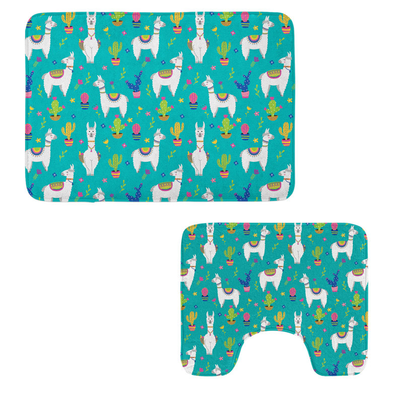  Ensemble de 2 tapis de salle de bain Llama