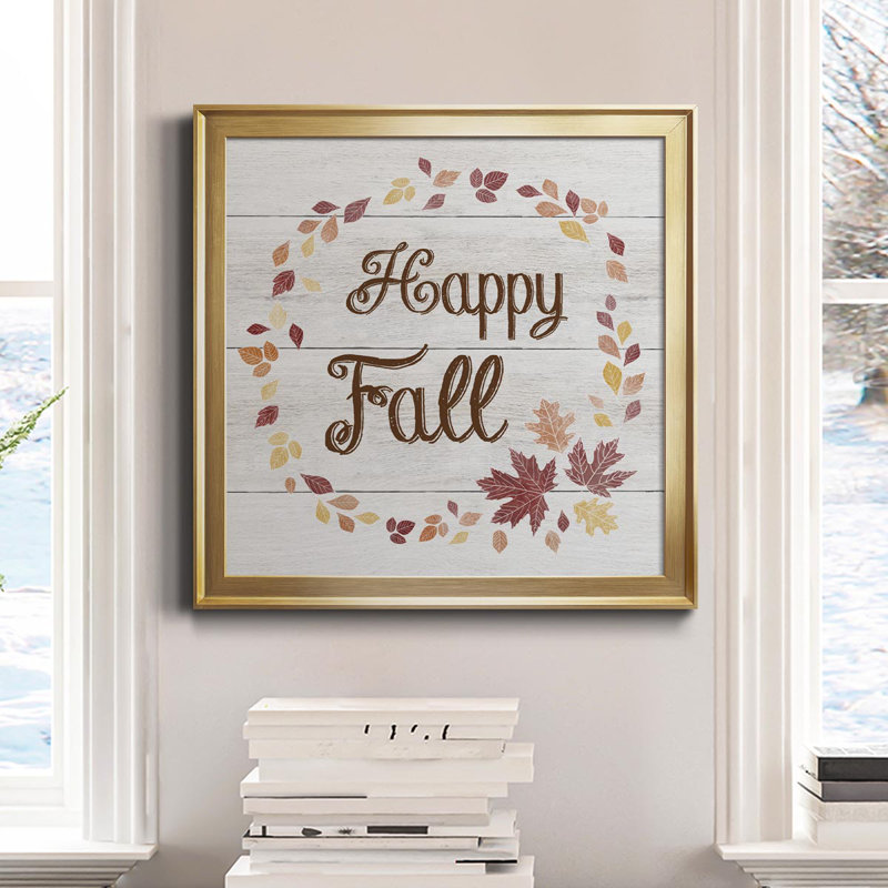 «Happy Fall», art textuel sur toile, Or, H 34,5 po x l 34,5 po x P 1,5 po