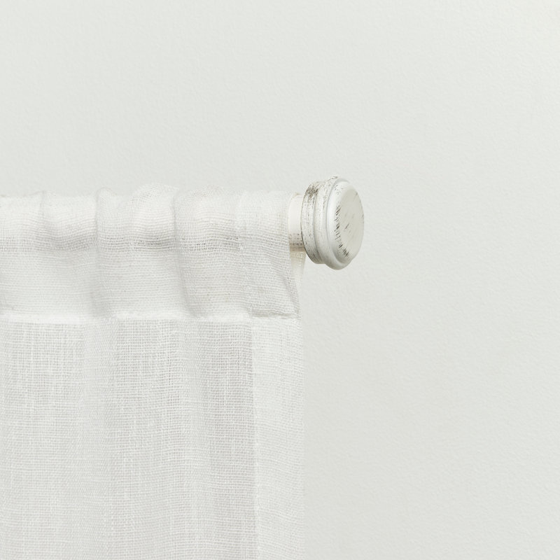 Topper 1" Adjustable Iron Single Curtain Rod, 66" - 120", White