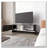 Walnut and White Entertainment Center with a Door and Open Storage-705262690
