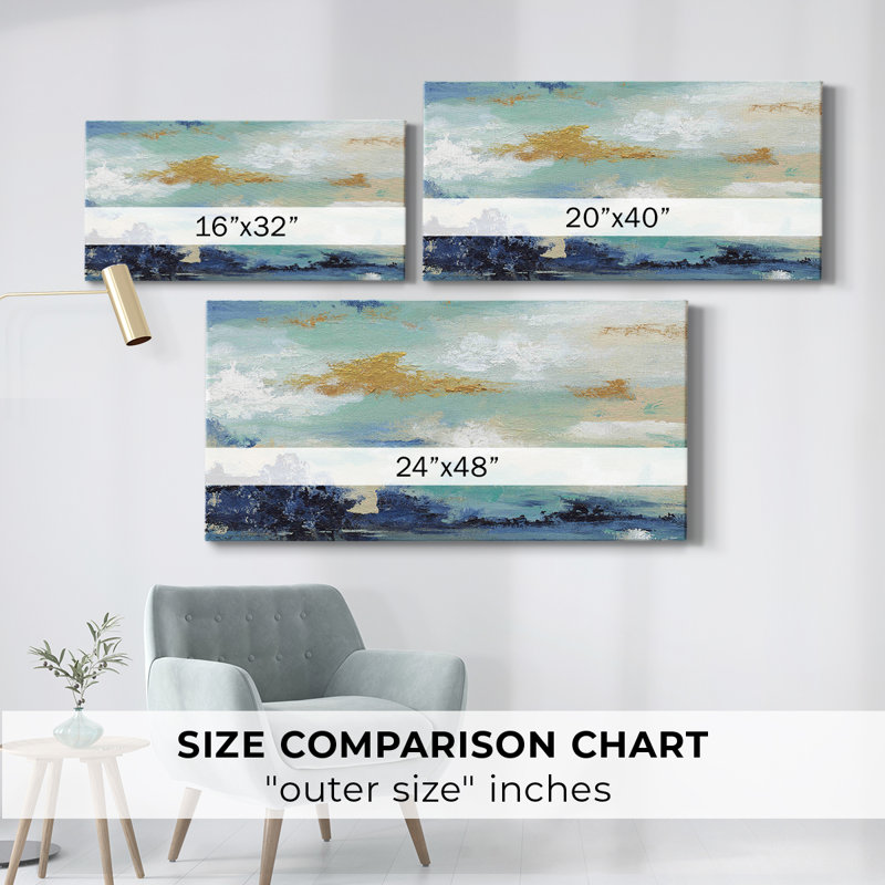 Sea Isle I - Toile tendue avec châssis - Prêt à accrocher, H 24 po x l 48 po