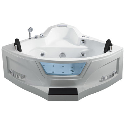 61.2'' x 61.2'' Corner Whirlpool Fiberglass Bathtub with Faucet