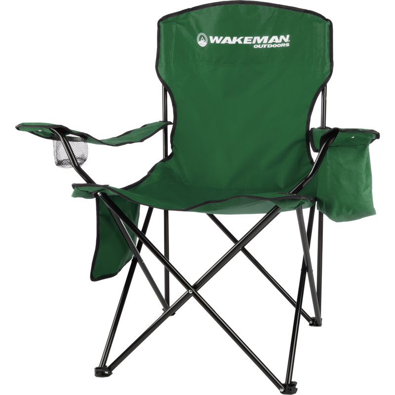 Chaise de camping Wakeman - chaise pliante de 300 lb avec porte-gobelet et glacière intégrée - chaise de camping ou de plage extérieure très grande capacité