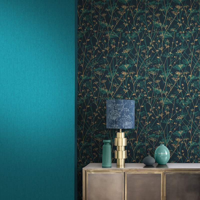 Metallic Wallpaper Roll, Teal