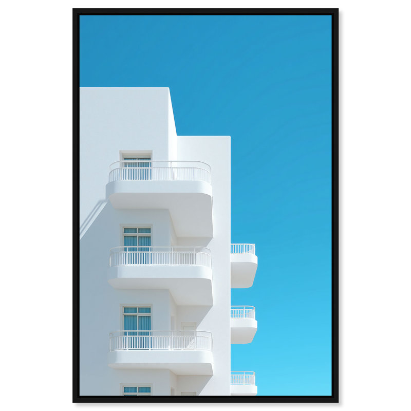 Modular White II Print by Oliver Gal, 17"H x 25"W, Black Floater Frame