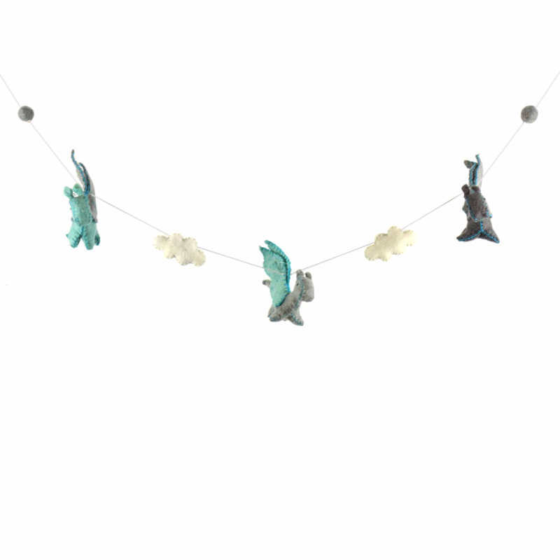 Guirlande dragon feutre Chelan, Bleu / Gris