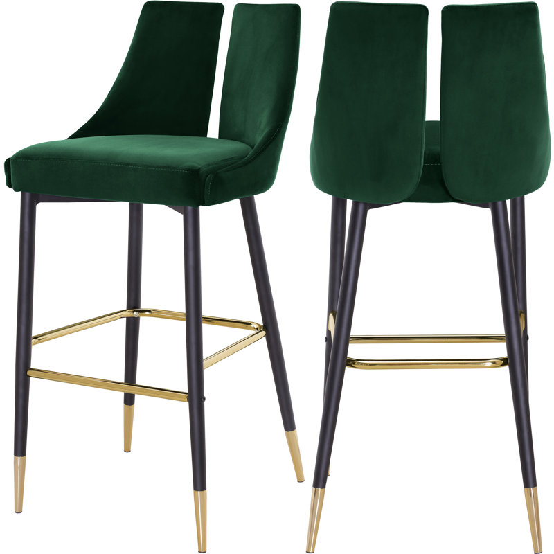 Cowans Upholstered Counter Stool with Metal Frame, Green Velvet