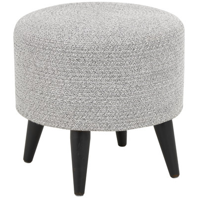 Lakesiha Polyester Chevron Textured Beige Stool with Black Wooden Legs