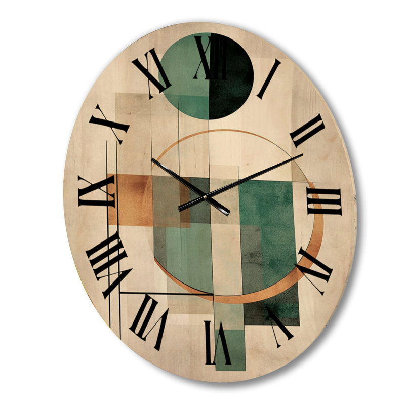 Pleine lune avec horloge murale rétro surdimensionnée en or et sarcelle III, Grand