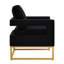 Chaise d'appoint de style moderne avec base en métal doré, fauteuil de loisir rembourré en velours avec accoudoirs ouverts, fauteuil, noir