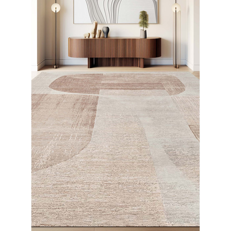 Handmade Silk and Wool Abstract Area Rug, Rectangle 10' x 14'
